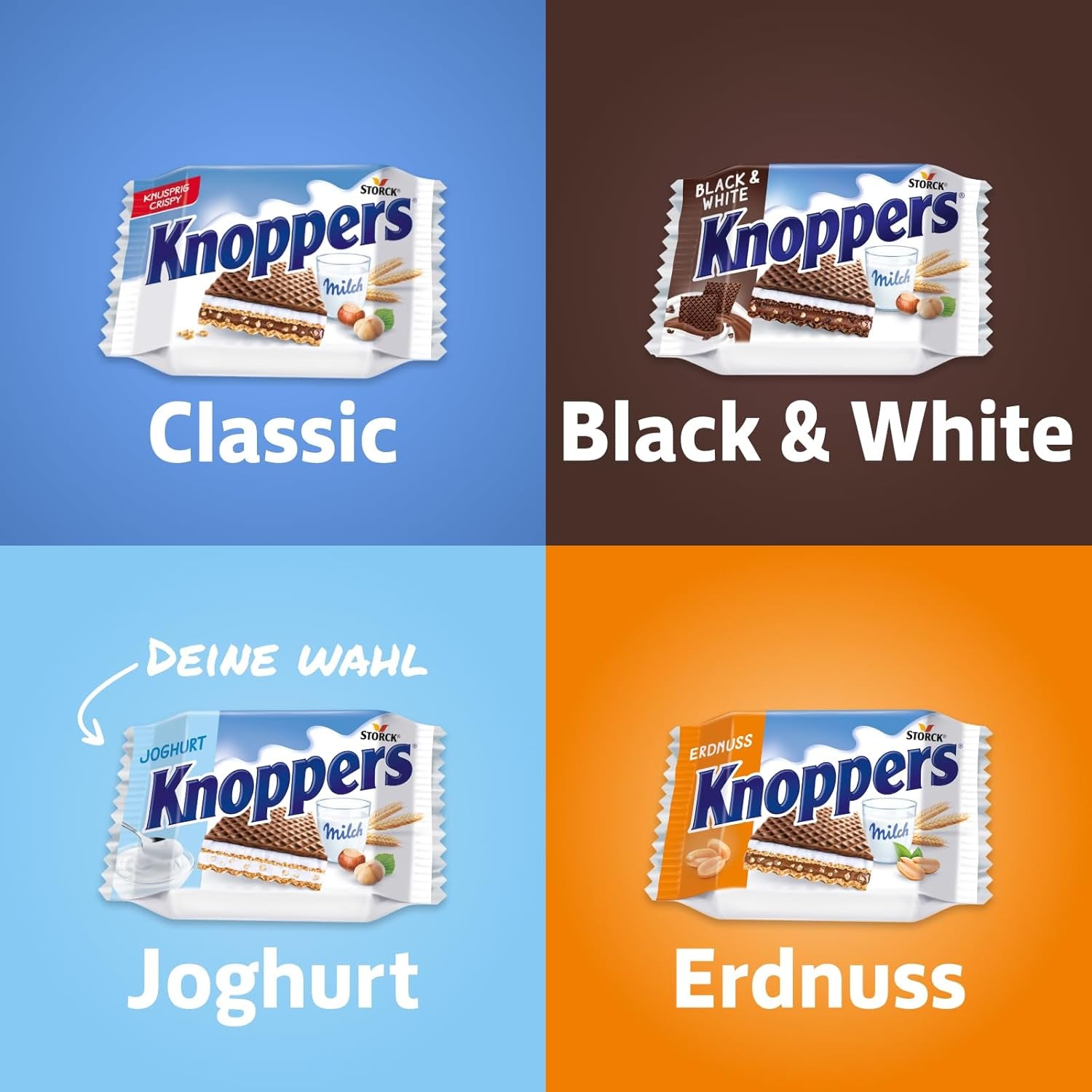 Jogurt – 4 x 200 g – Plasterki wafla nadziewane kremem jogurtowo-nugatowym, orzechami laskowymi i kakao