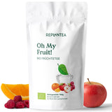Oh My Fruit BIO herbata owocowa 100 g (50 filiżanek) | Herbata owocowa sypka z jabłkami, hibiskusem, malinami, pomarańczami i liśćmi stewii REPLANTEA