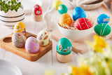 Zestaw naturalnych barwników Heitmann Egg Dye, 3 proszki barwnika do jaj (żółty, fioletowy, szaro-niebieski), arkusz naklejek z papieru z trawy