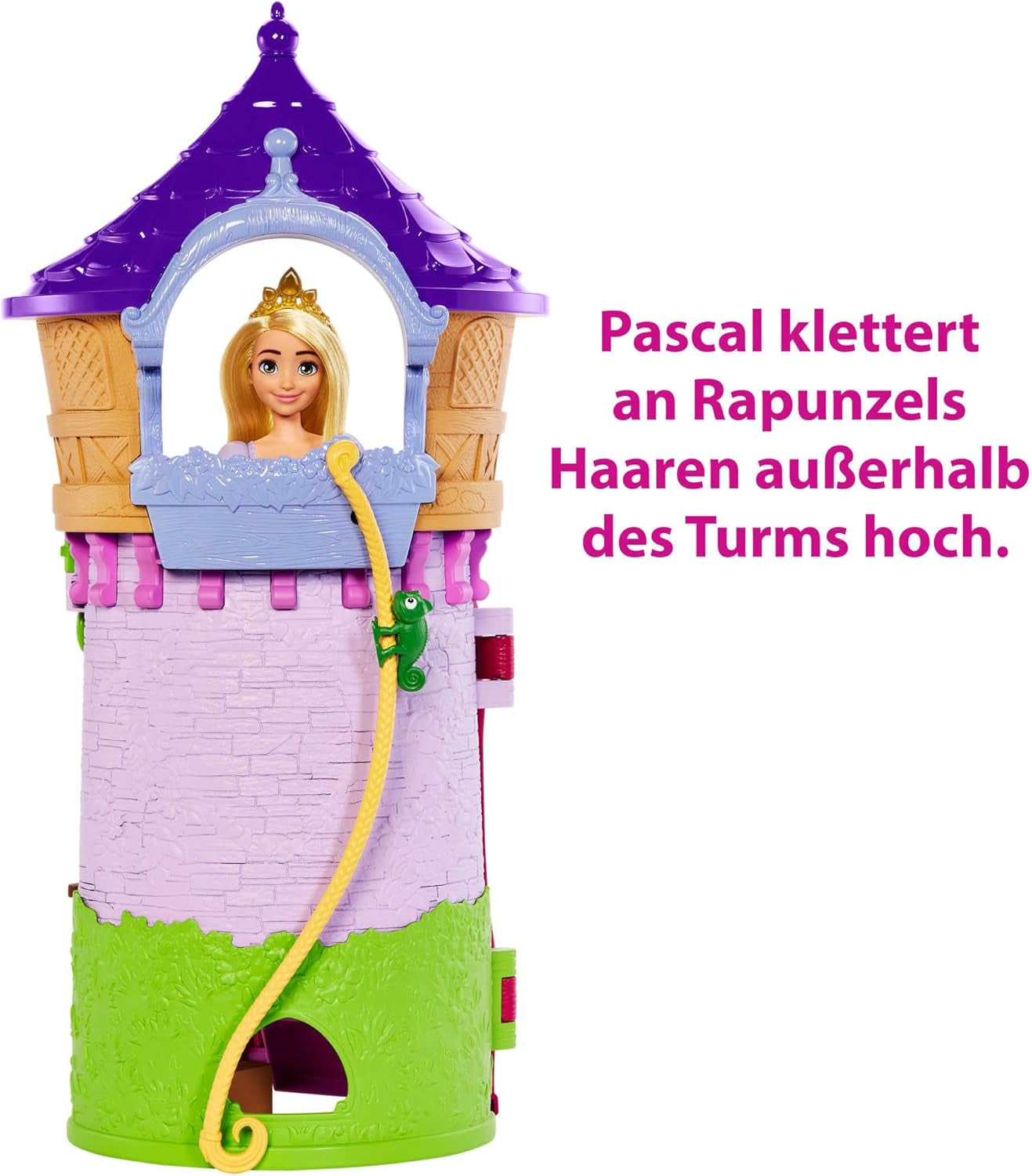 Disney Princess HMV99 - ruchoma lalka Roszpunka i wieża do zabawy z zabawą dookoła, 6 obszarów do zabawy i 15 akcesoriów, inspirowane filmem Disneya, zabawki dla lalek 3-letnich Naty Shop Dolls