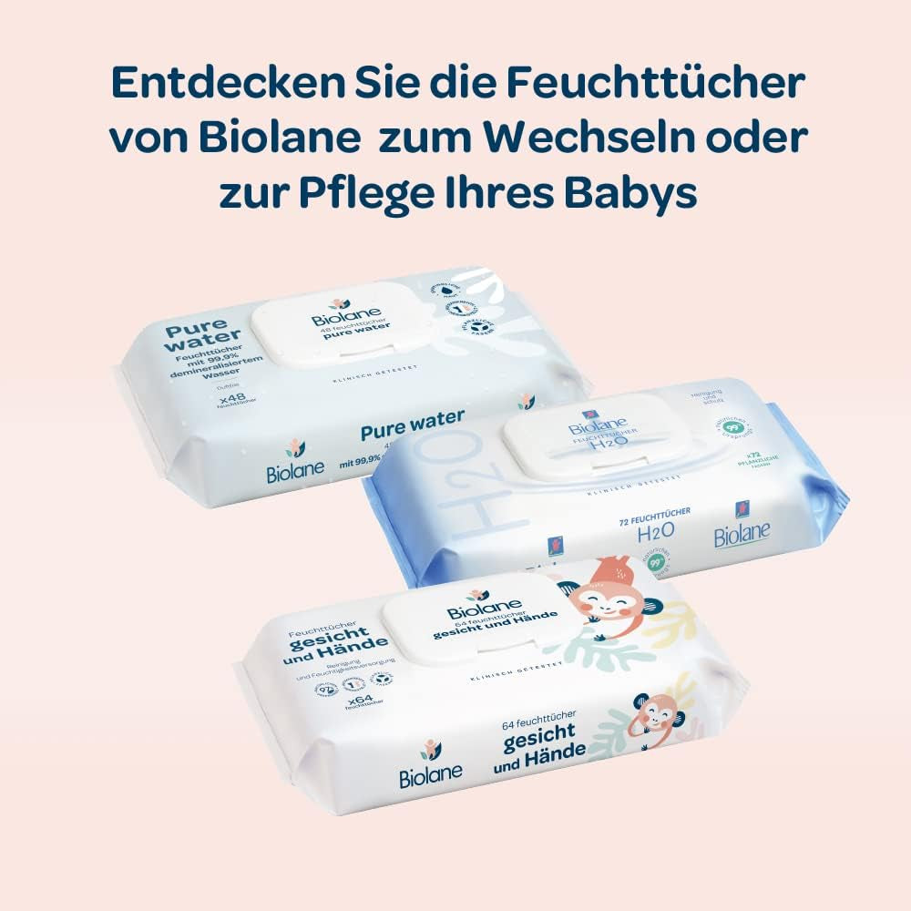 BIOLANE - Chusteczki nawilżane dla niemowląt, twarzy i dłoni - Wyjątkowo delikatne chusteczki czyszczące do higieny - Chusteczki nawilżane dla niemowląt od urodzenia - Bez alkoholu - 12 x 64 chusteczki (768 chusteczek)