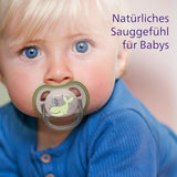 Smoczki Philips AVENT ultra air — zestaw 4 oddychających smoczków niezawierających BPA dla dzieci w wieku 6–18 miesięcy, w tym etui do przenoszenia i sterylizacja, wzór żółwia/wieloryba (model SCF085/66)