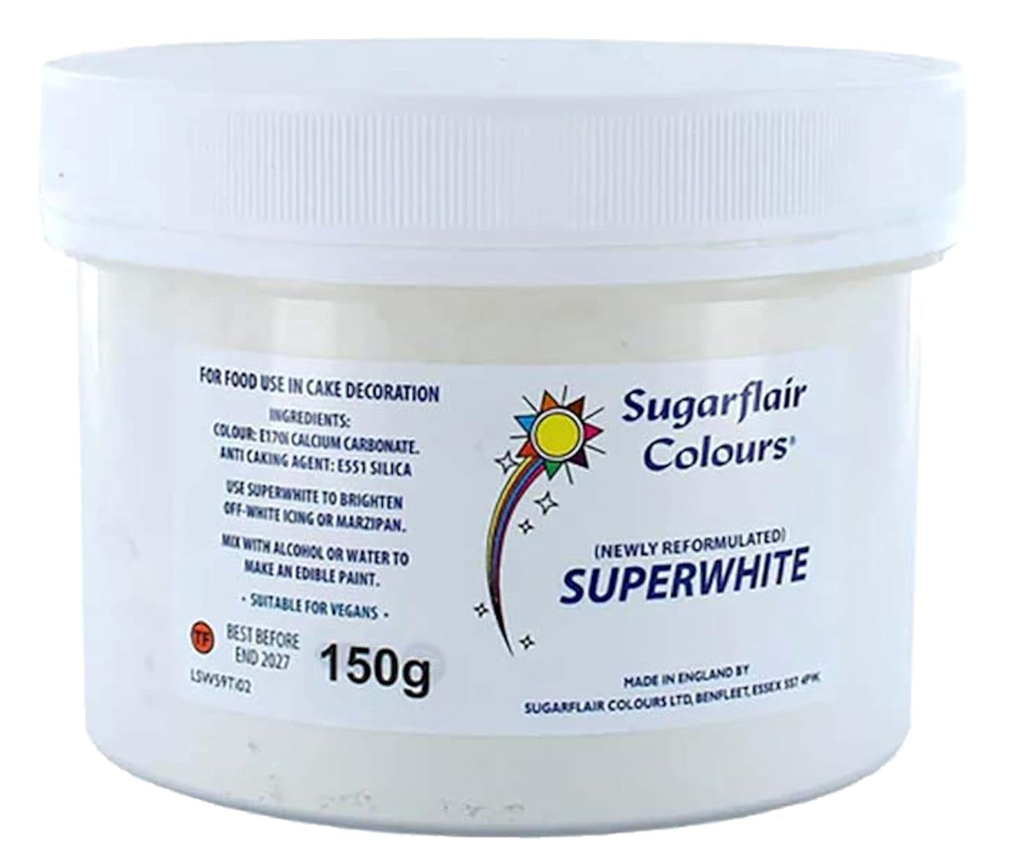 Sugarflair Superwhite Icing Bleach, Icing Bleach do Royal Icing, Extra White jadalny barwnik spożywczy - 150g