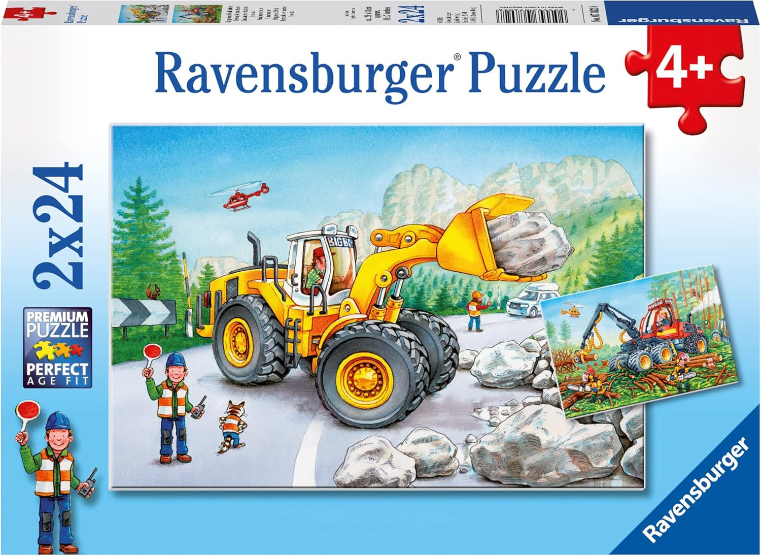 Ravensburger Puzzle dla dzieci - 07802 Koparka i traktor leśny - Puzzle dla dzieci od 4 lat, z elementami 2X24 Puzzle Naty Shop Single