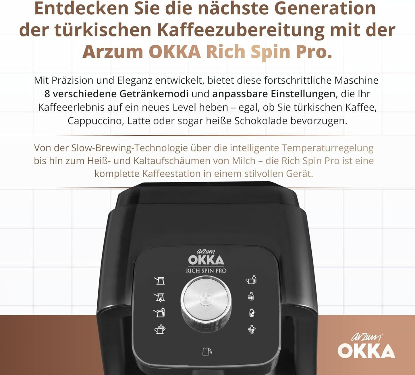 EKSPRES DO KAWY PO turecku Arzum OKKA RICH SPIN PRO (chrom)
