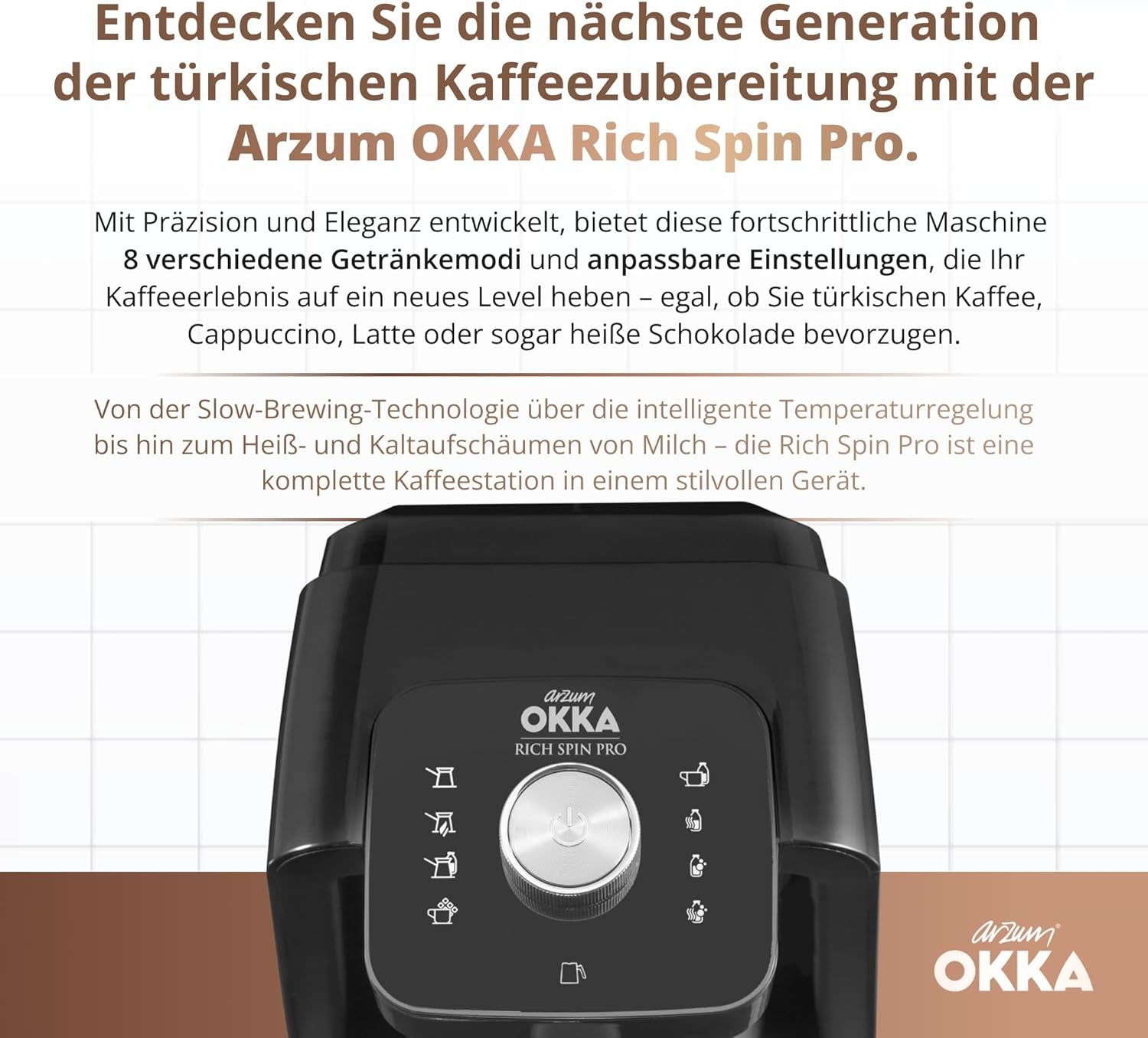 EKSPRES DO KAWY PO turecku Arzum OKKA RICH SPIN PRO (chrom)