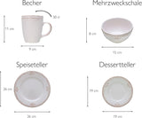 CreaTable, 23601, seria Romantic Vintage, 16-częściowy zestaw naczyń obiadowych dla 4 osób, usługa łączenia porcelany, można myć w zmywarce i używać w kuchence mikrofalowej, jakość produkcji