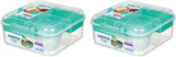 System pojemników na lunch Bento Box TO GO z przegródkami | Pudełko na lunch o pojemności 1,25 l z pojemnikiem na jogurt/owoce | dla dzieci i dorosłych l | Bez BPA Minty Teal [21685-8T], miętowa zieleń Naty Shop Pudełka do przechowywania żywności Miętowozielona 1,25 litra (2 sztuki w opakowaniu)