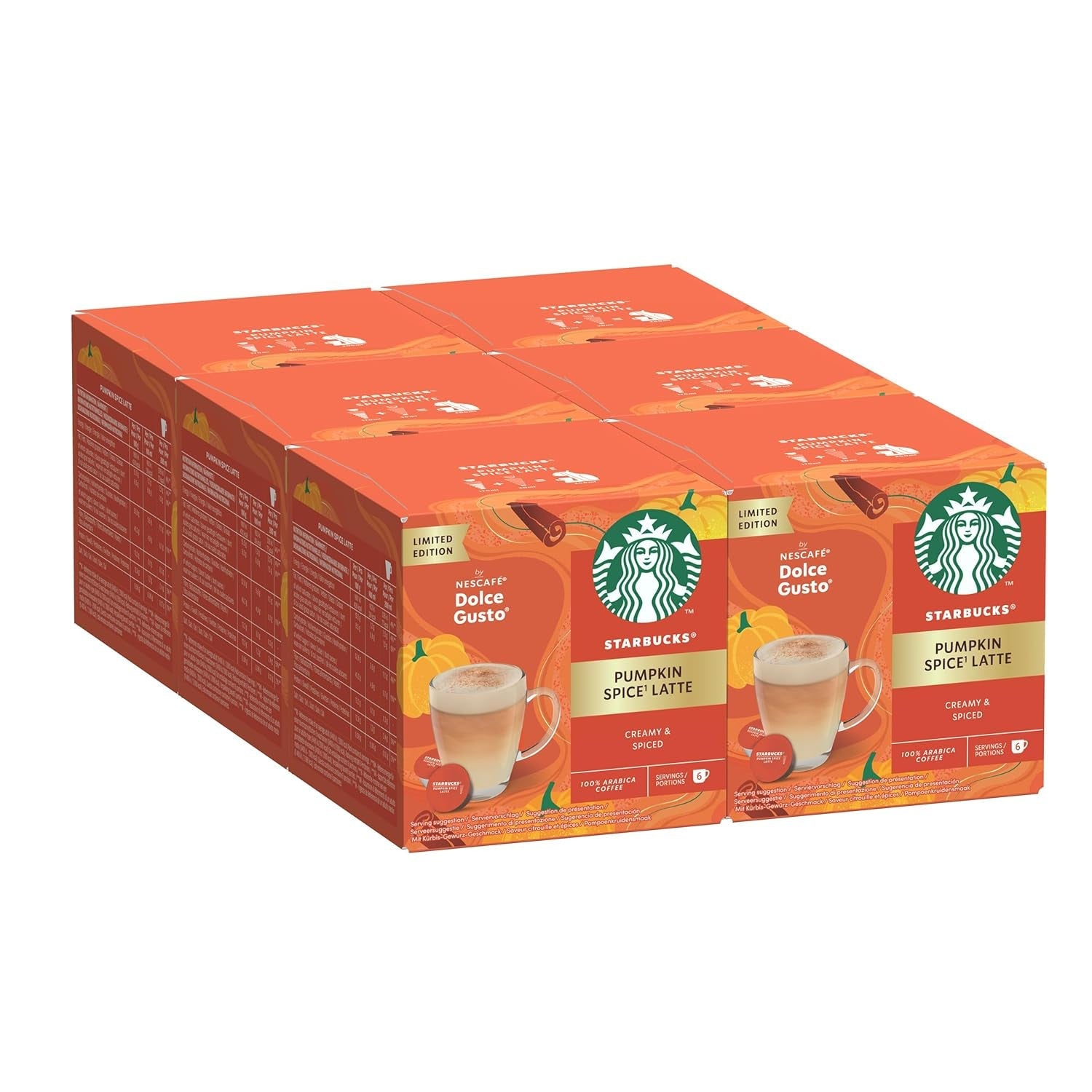 STARBUCKS Pumpkin Spice Latte marki Nescafé Dolce Gusto, Dunkle Röstung, Kaffeekapseln 6 x 12 (72 Kapseln)