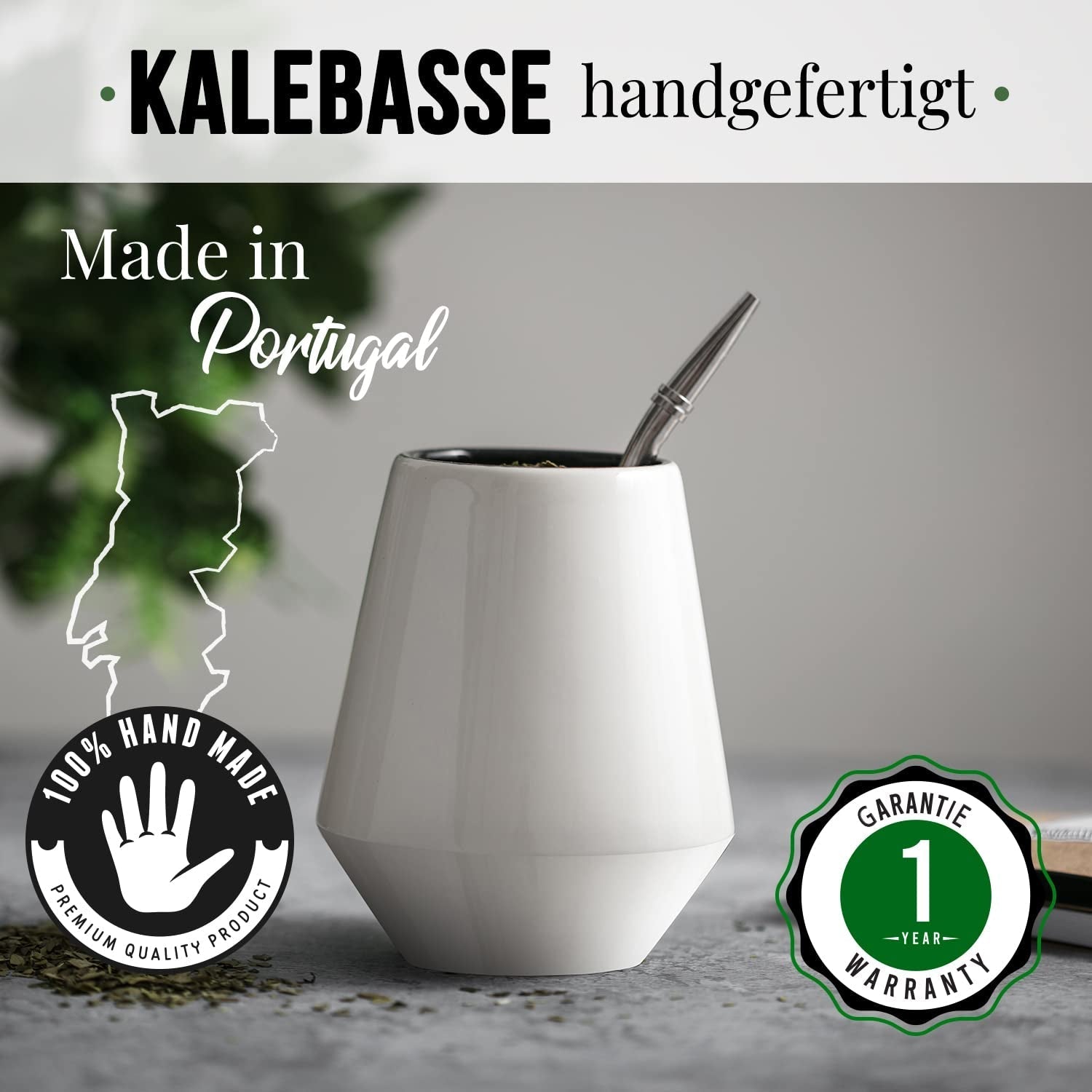 ZESTAW HERBATY ORIGEENS MATE Z filiżanką portugalskiej mate, bombillą i herbatą BIO Yerba Mate - Oryginalny zestaw upominkowy