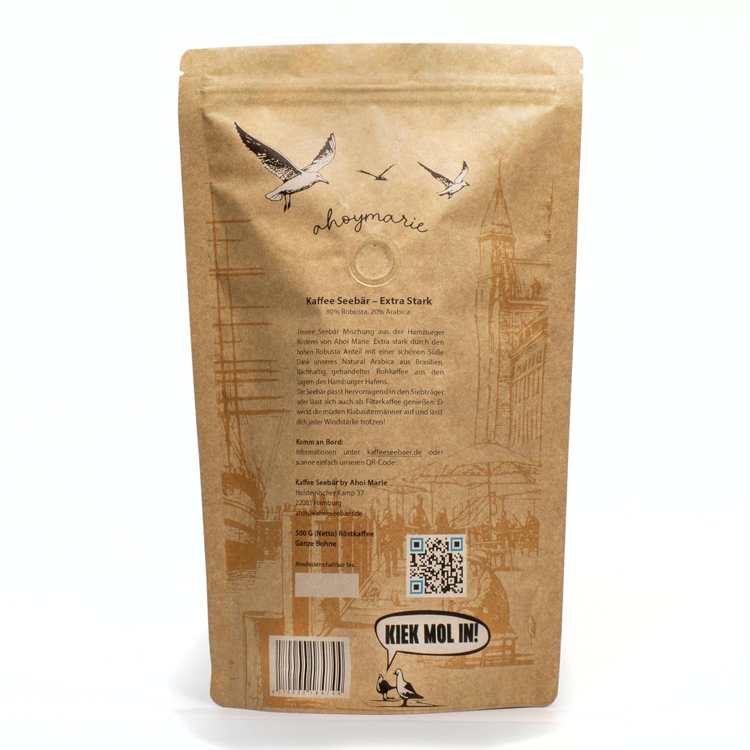 KAWA SEEBĘR - Ekstra mocna kawa ziarnista - 500g - Niska kwasowość i intensywny aromat - Całe ziarna do ekspresów w pełni automatycznych, espresso i french press - Wysoka zawartość kofeiny i niska kwasowość