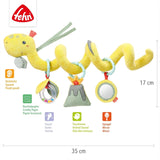 Fehn Activity Spiral Dino - zabawka do wózka pchaj i ciągnij - mały dinozaur do łóżeczka, placu zabaw, wózka i fotelika samochodowego - zabawka aktywizująca ruchowo dla niemowląt i małych dzieci od 0. miesiąca Baby Toys Naty Shop