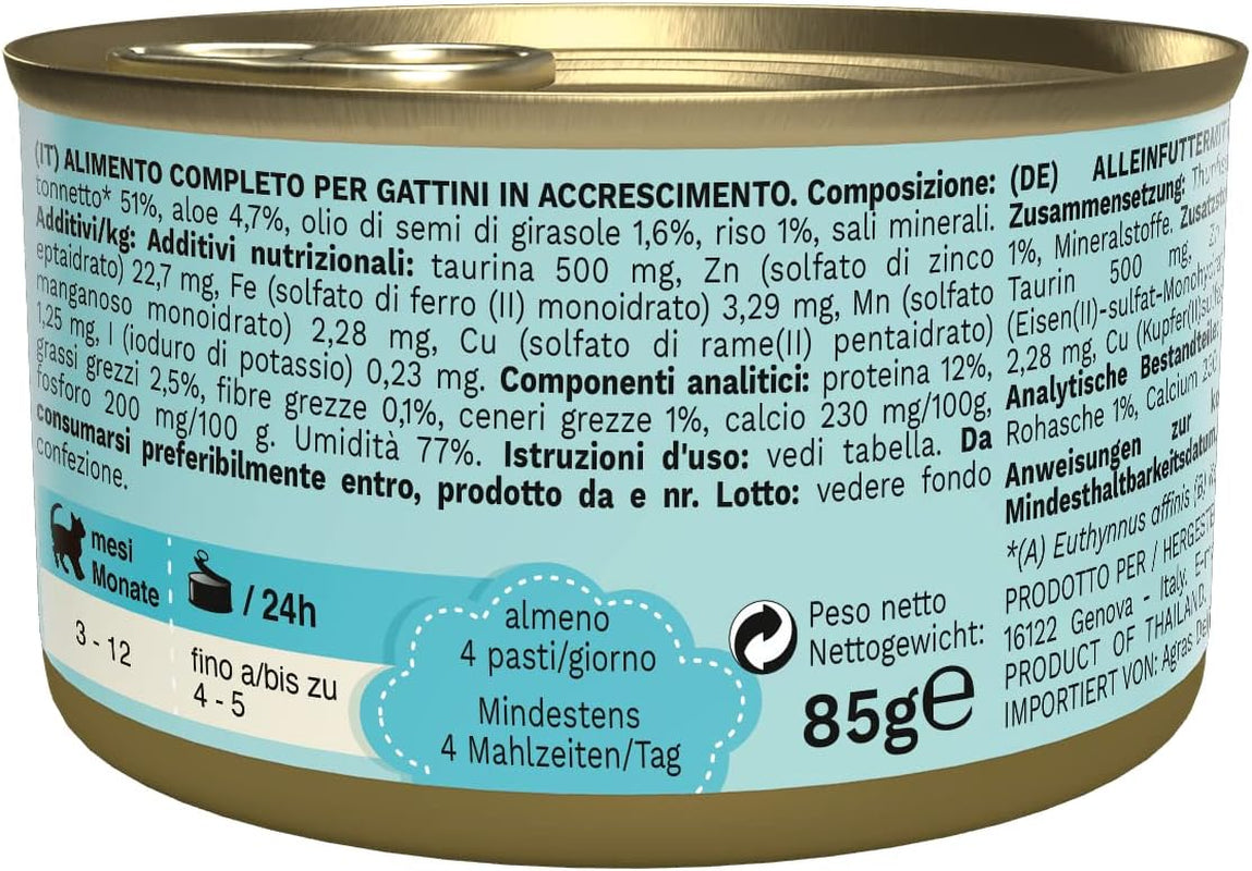 Mokra karma dla kotów Cat Jelly Kitten Tuna with Aloe Vera, galaretka, 24 opakowania x 85 g