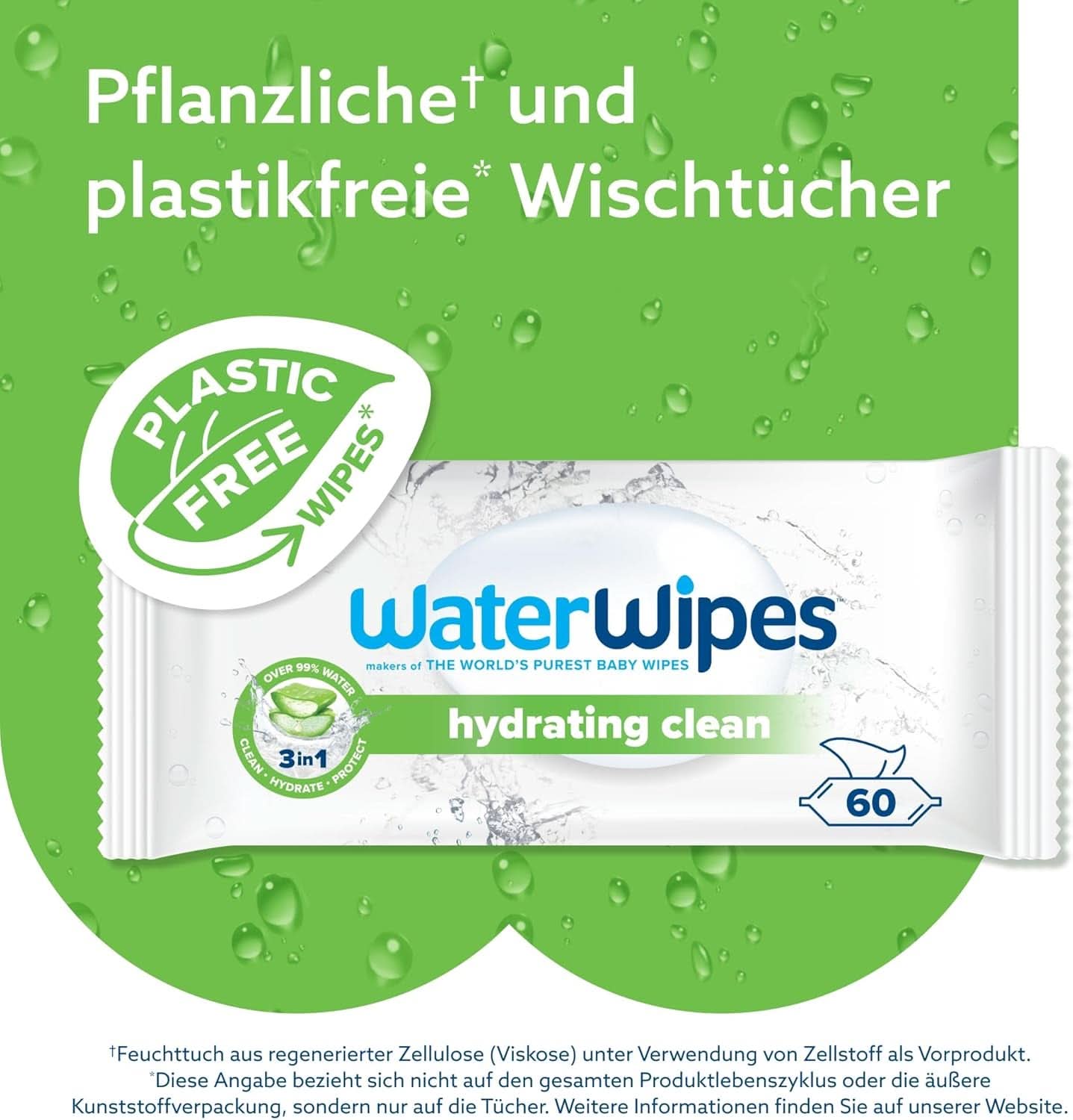Waterwipes Nawilżające i oczyszczające chusteczki dla dzieci z 99% wodą i ekstraktem z aloesu Chusteczki nawilżane do twarzy i ciała Naty Shop