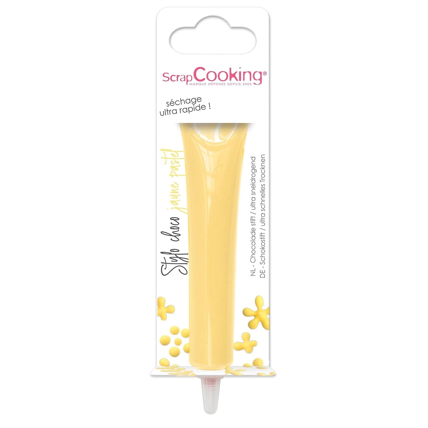 Scrapcooking - Pastelowy żółty długopis cukrowy - Żółty cukier do pisania 25g - Dekoracyjny długopis z cukrem jadalnym - Pisanie i rysowanie - Etykietowanie Fondant, Lukier, Ciasta - 6804
