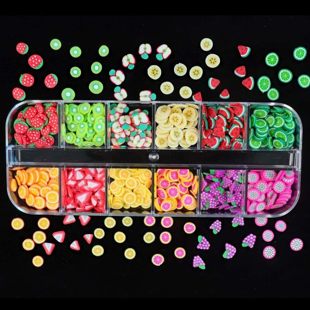 4 Zestaw Nagel Obst Scheiben, Basicon Niedliche Obst Polymer Scheiben Obst Scheibe Nail Nagel 3D Obstscheibe Nail Art Kawałek dla majsterkowiczów Liefert Maniküre Dekoration Schleim Zubehör Nageldekorationen, 4 Stile