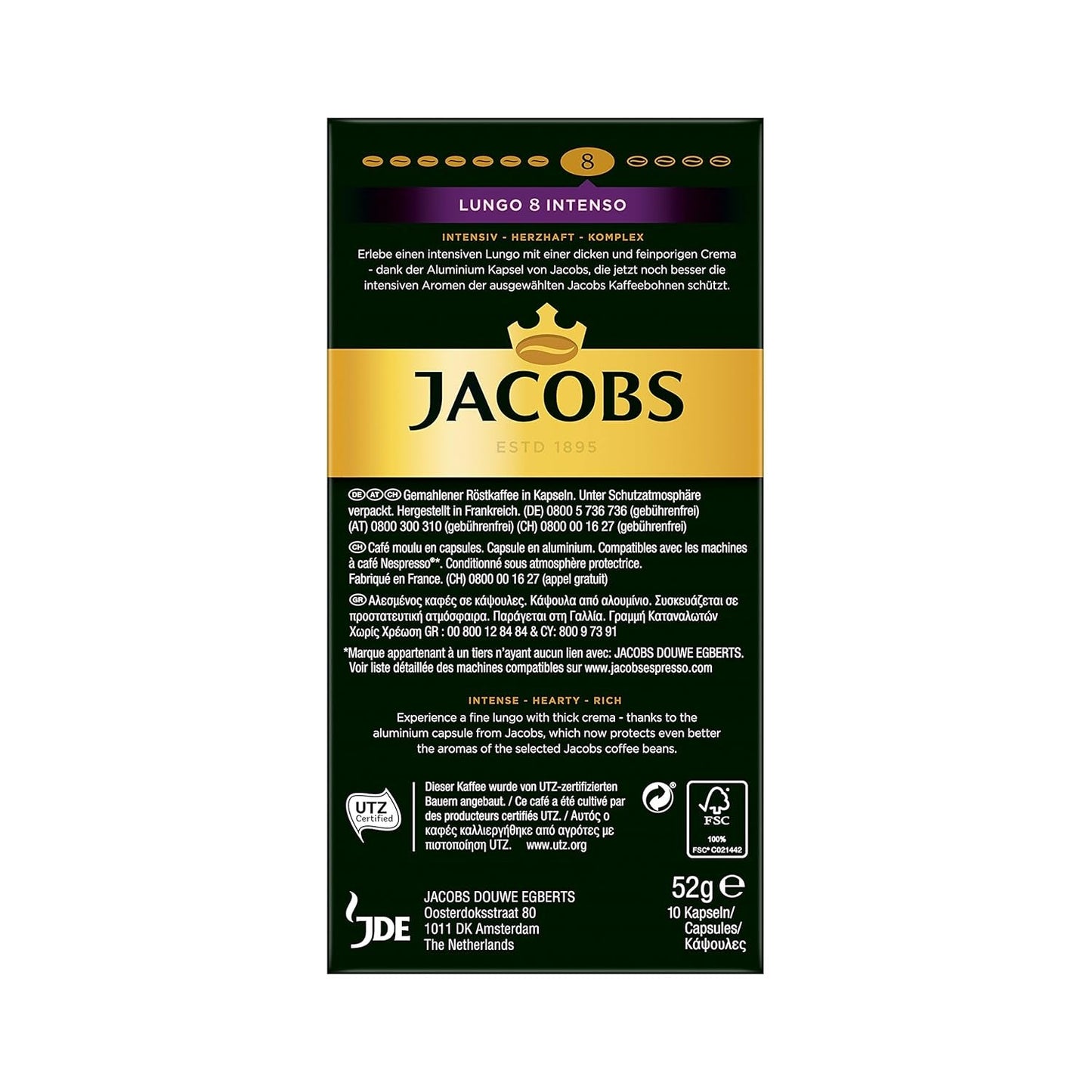 Kaffeekapseln Lungo Intenso, Intensität 8 von 12, 200 Nespresso®* kompatybilny Kapseln, 10 x 20 Getränke i Kapseln Lungo Intenso, Intensität 8, 100 Nespresso®* 10er Pack, 10 x 10 Getränke