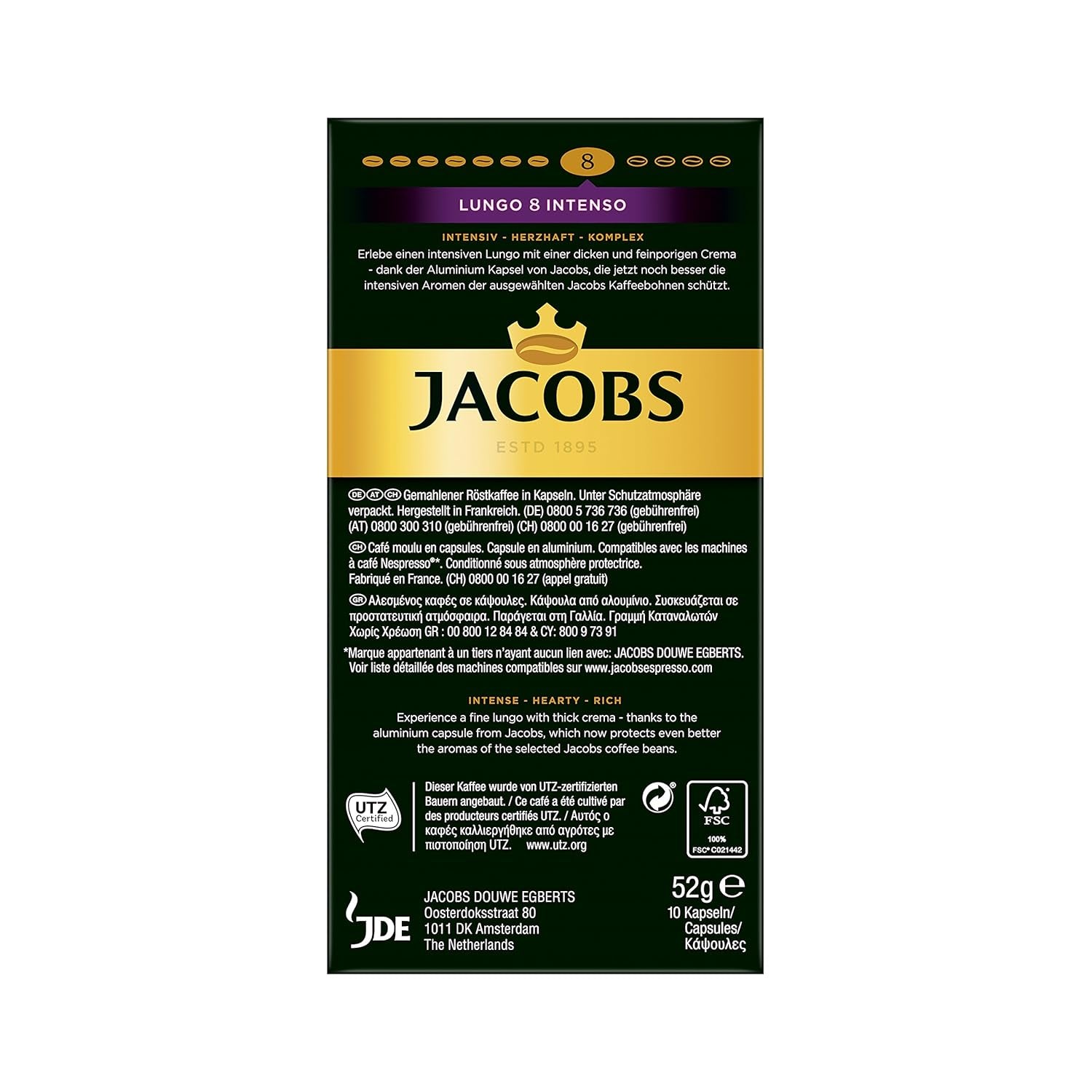 Kaffeekapseln Lungo Intenso, Intensität 8 von 12, 200 Nespresso®* kompatybilny Kapseln, 10 x 20 Getränke i Kapseln Lungo Intenso, Intensität 8, 100 Nespresso®* 10er Pack, 10 x 10 Getränke