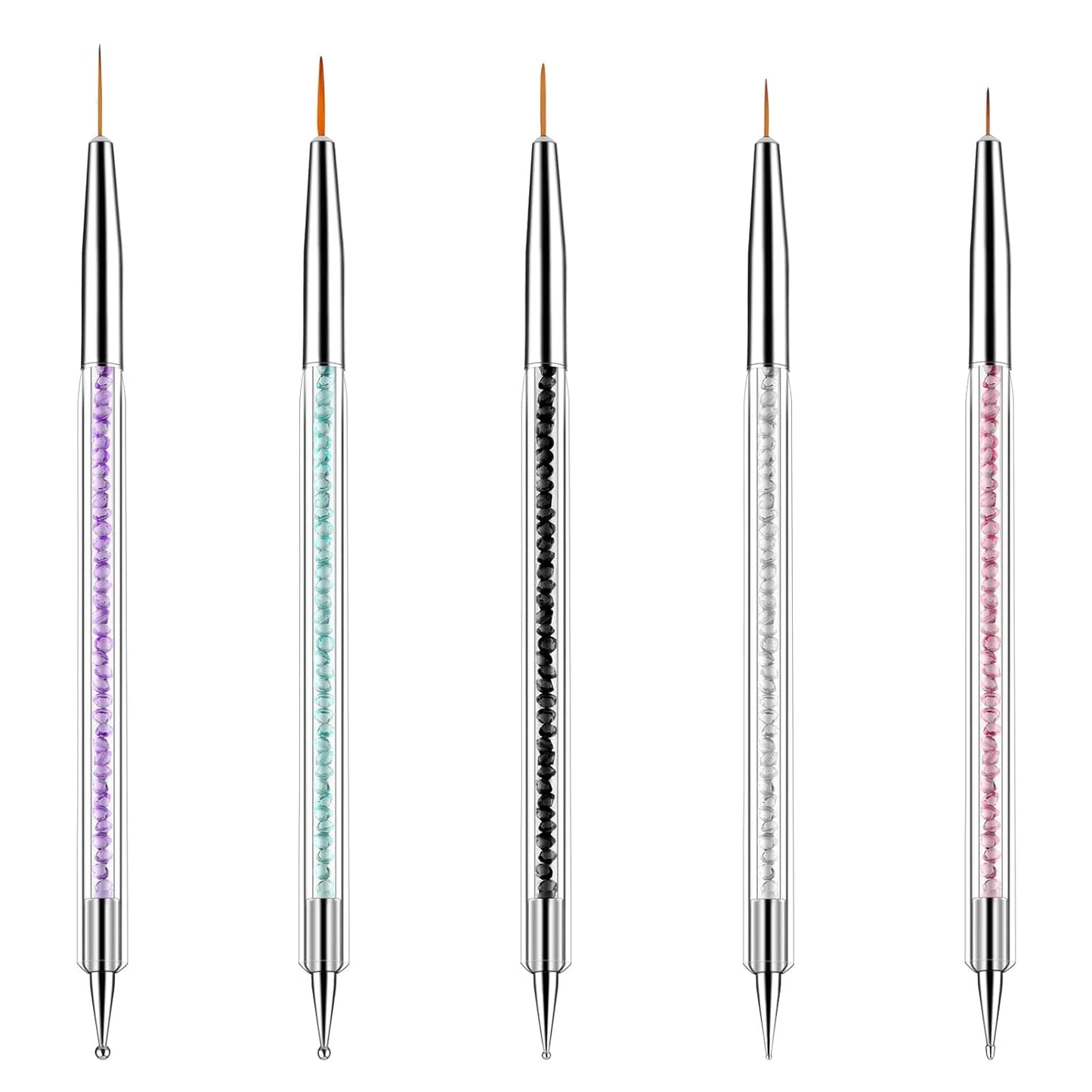 Zestaw 5 Stück Nail Art Pinsel Narzędzie do kropkowania Nailart Pinsel Nageldesign Dwustronny długopis do kropek Strass Profesjonalny akryl Feinmalerei Nail Art Design