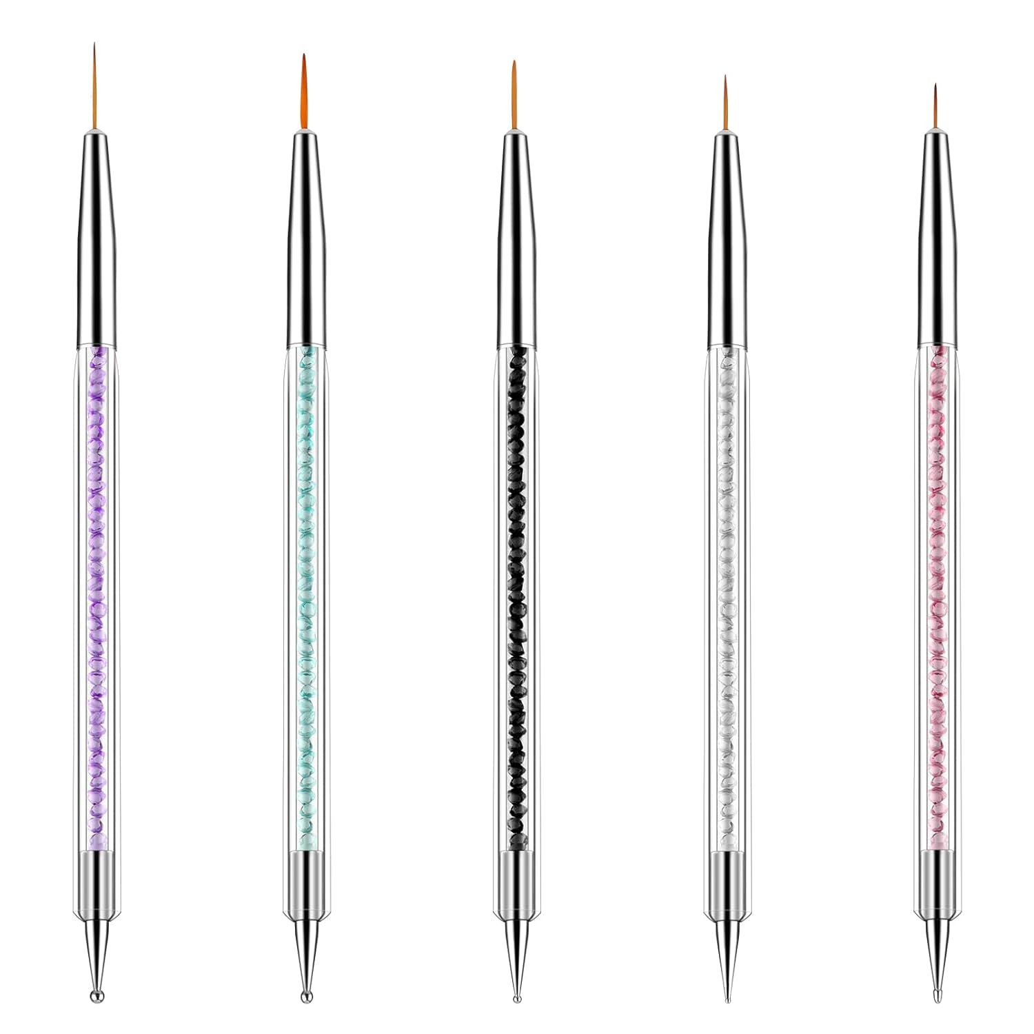 Zestaw 5 Stück Nail Art Pinsel Narzędzie do kropkowania Nailart Pinsel Nageldesign Dwustronny długopis do kropek Strass Profesjonalny akryl Feinmalerei Nail Art Design
