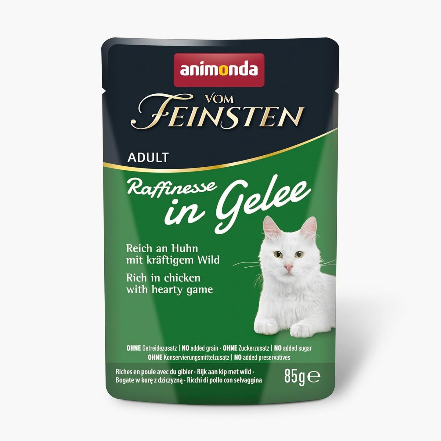 animonda Vom Feinsten Adult Raffinese Katzenfutter w Gelee, Mixpack vom Land (12 x 85 g), Nassfutter z tauryną i witaminą D3, ohne Zusatz von Zucker, Soja i Getreide