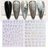 JMEOWIO Nagelsticker Aurora Holografisch 9 Blatt Nagelaufkleber Selbstklebend Herz-Flamme Spielt Schmetterlings-Mond Die Hauptrolle Nail Art Naklejka Dekoracja Nageldesign Zubehör