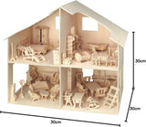 Pebaro Donau Elektronik _M880 Puzzle 3D Domek dla lalek z meblami, 30 x 30 x 30 cm, naturalny