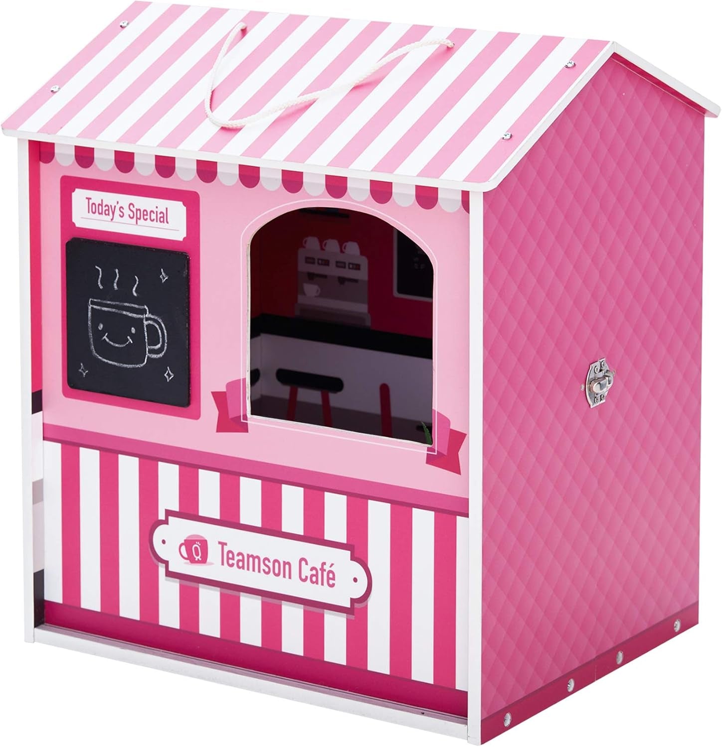 Teamson Kids - Domek dla lalek Dreamland City Café 30 cm - Różowy/Biały/Czarny