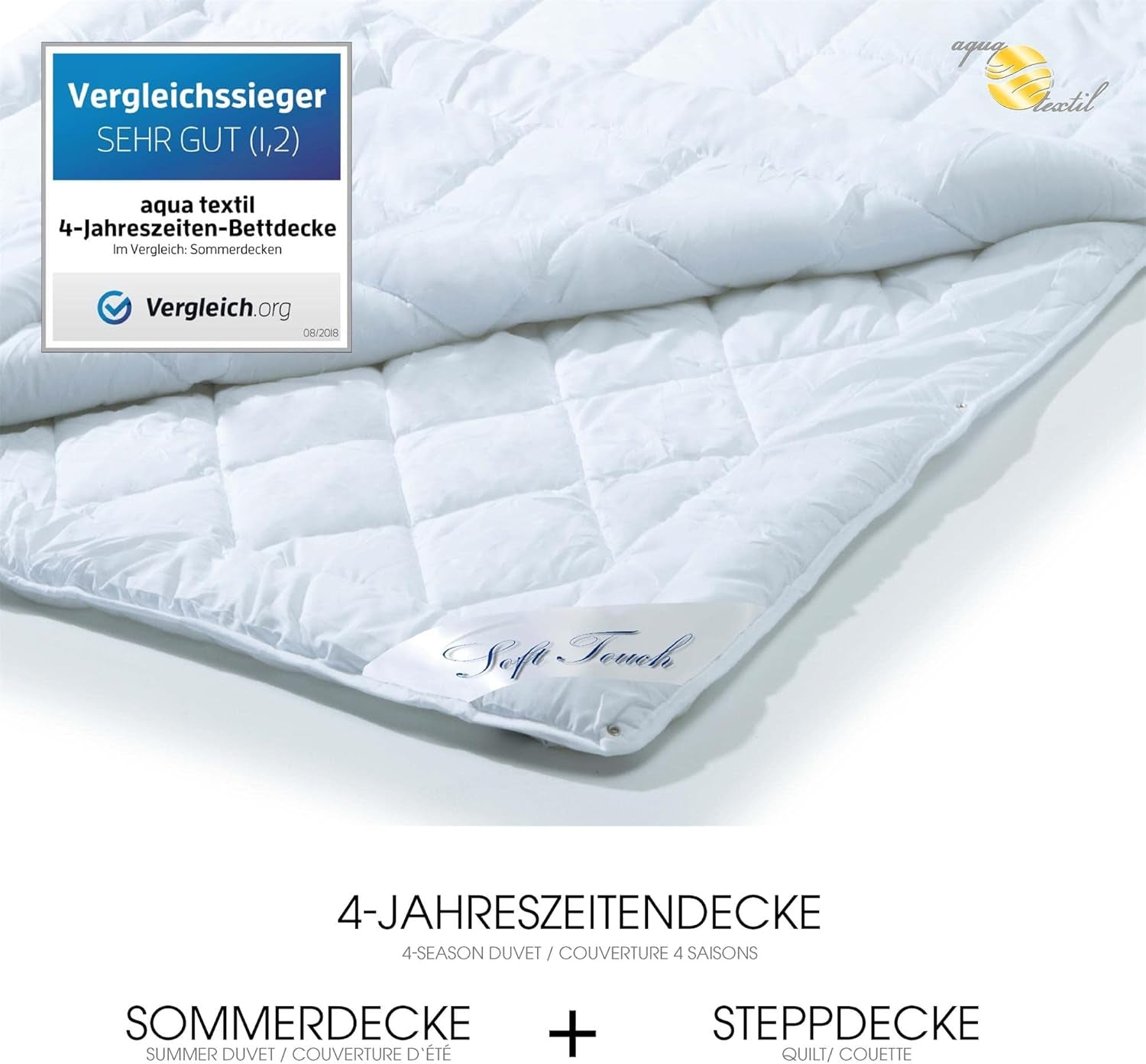 Aqua-Textil Kołdra 4-sezonowa 135X200Cm Koce splecione Zima 800G Lato 600G Klimatyzacja Oeko-Tex Kołdry i kołdry Naty Shop