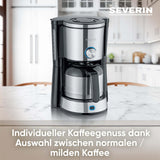 Ekspres SEVERIN „TypeSwitch” z karafką termiczną, AromaSwitch do wyboru pomiędzy 2 profilami parzenia, ekspres do kawy na 10 filiżanek, 1000W, stal nierdzewna szczotkowana-czarna, KA 4845