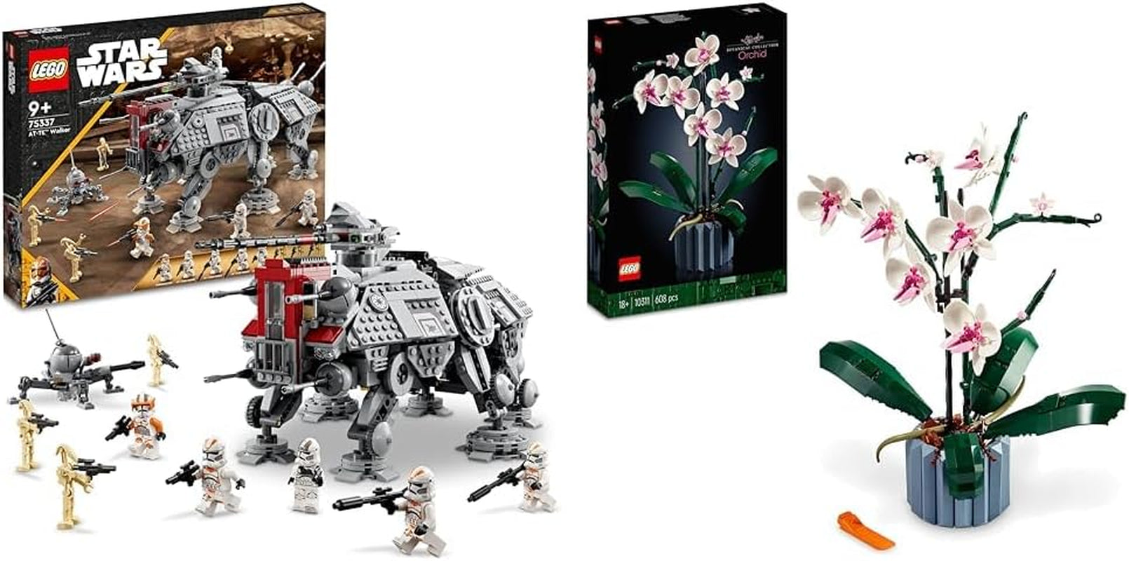 LEGO Star Wars Mobilny model zabawkowy At-Te Walker Zestaw minifigurek zawierający 3 żołnierzy-klonów, droidy bojowe i droida karłowatego 75337 Zestawy konstrukcyjne W sklepie LEGO 10311 Zestaw ikon orchidei