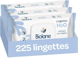 BIOLANE - Chusteczki nawilżane dla niemowląt z wodą - 225 chusteczek - 3 x 75 sztuk - Delikatne i skuteczne czyszczenie - Od urodzenia - Francuska jakość