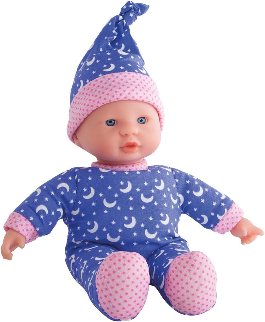 Simba 105010010 - Laura Little Star Lalka z miękkim ciałem w uroczej sukience i świecącym kapeluszu z księżycem i gwiazdami 20 cm świecąca lalka bobas od 12 miesięcy