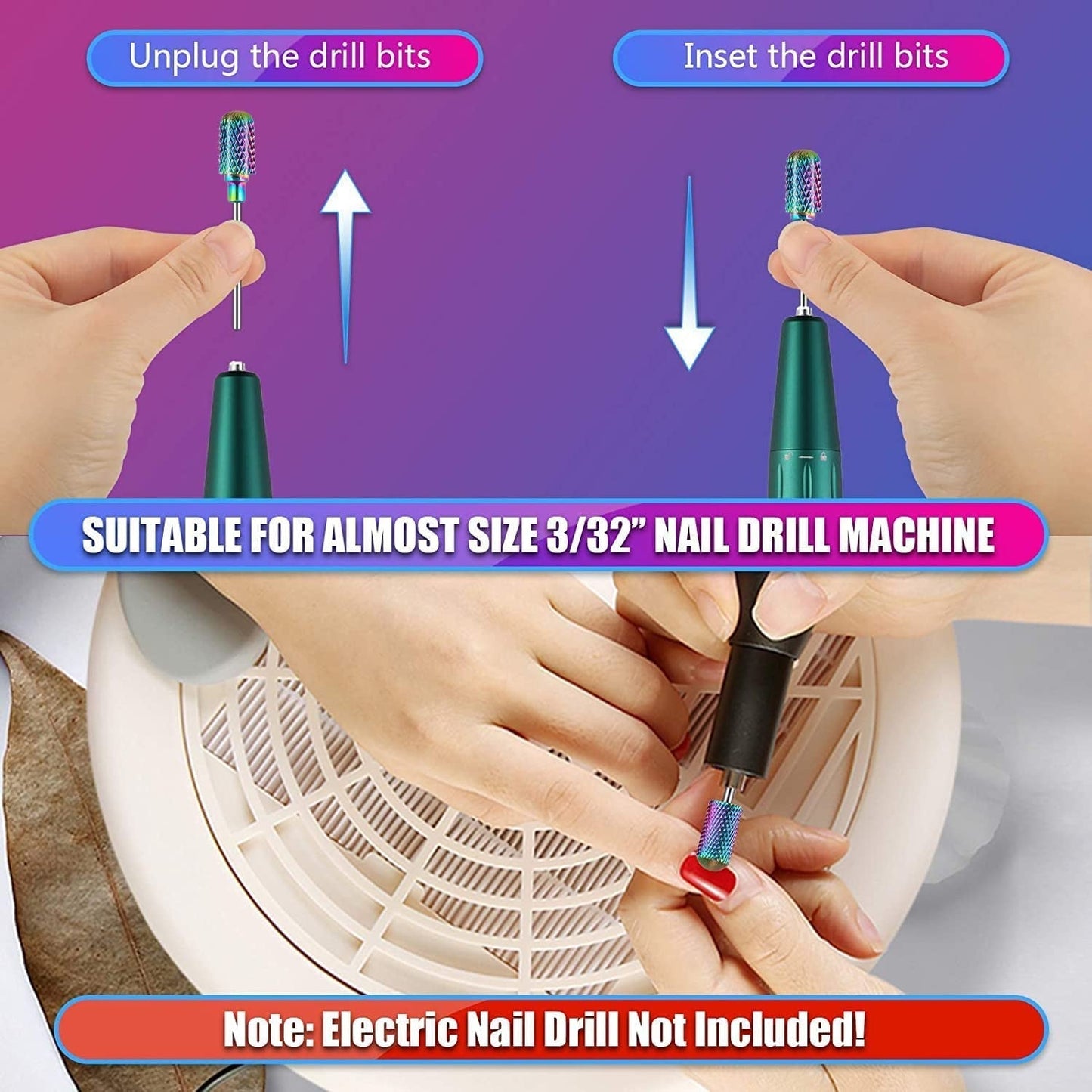 Bity Depvko 30 Stück Nagelfräser Aufsätze, 3/32'' Keramik Bohrer Für Nägel Acryl Diamant-Nagelhaut-Efile-Hartmetall-Retferner Für Zuhause Salon Gel, Maniküre Pediküre-Werkzeuge (Inklusive 3 Etueln)