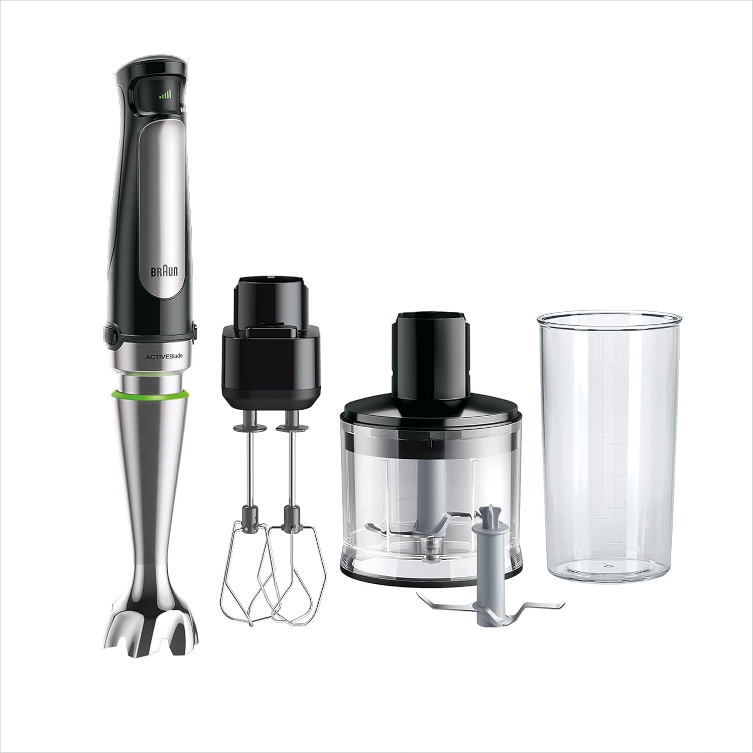 Braun Household Hogar Multiquick 7 mikser, Spritzschutz, Spülmaschinenfest, Bpa-Frei, 600 ml, Zerkleinerer 500 ml, Eisklinge, MQ 7035XBI, 1000 W, Schwarz, MQ7035XBI Kitchen Naty Shop 4 Zubehörteile 7035X | 3 Akcesoria