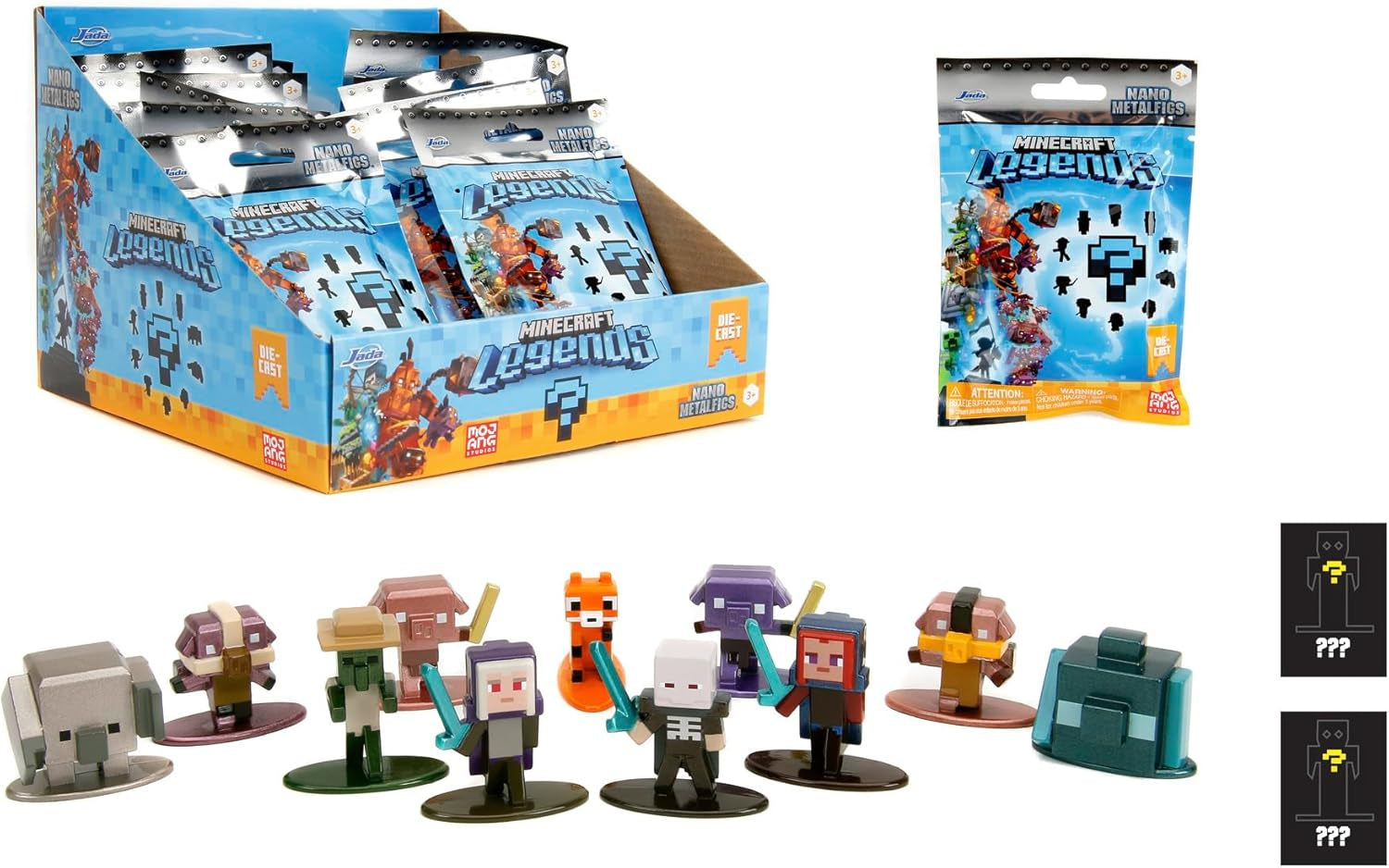 Jada Toys - Minecraft Blind Pack Nanofigs, Wave 2, Minecraft Legends Nano Metal Figurka kolekcjonerska, różne modele, 4 cm, wiek 3+, czarne figurki Domyślny tytuł sklepu Naty
