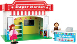 Small Foot 10852 Playhouse Restaurant Wykonane z drewna, z 2 figurkami lalek, akcesoriami i zdejmowanym dachem, od 3 lat Domki dla lalek Naty Shop Supermarket