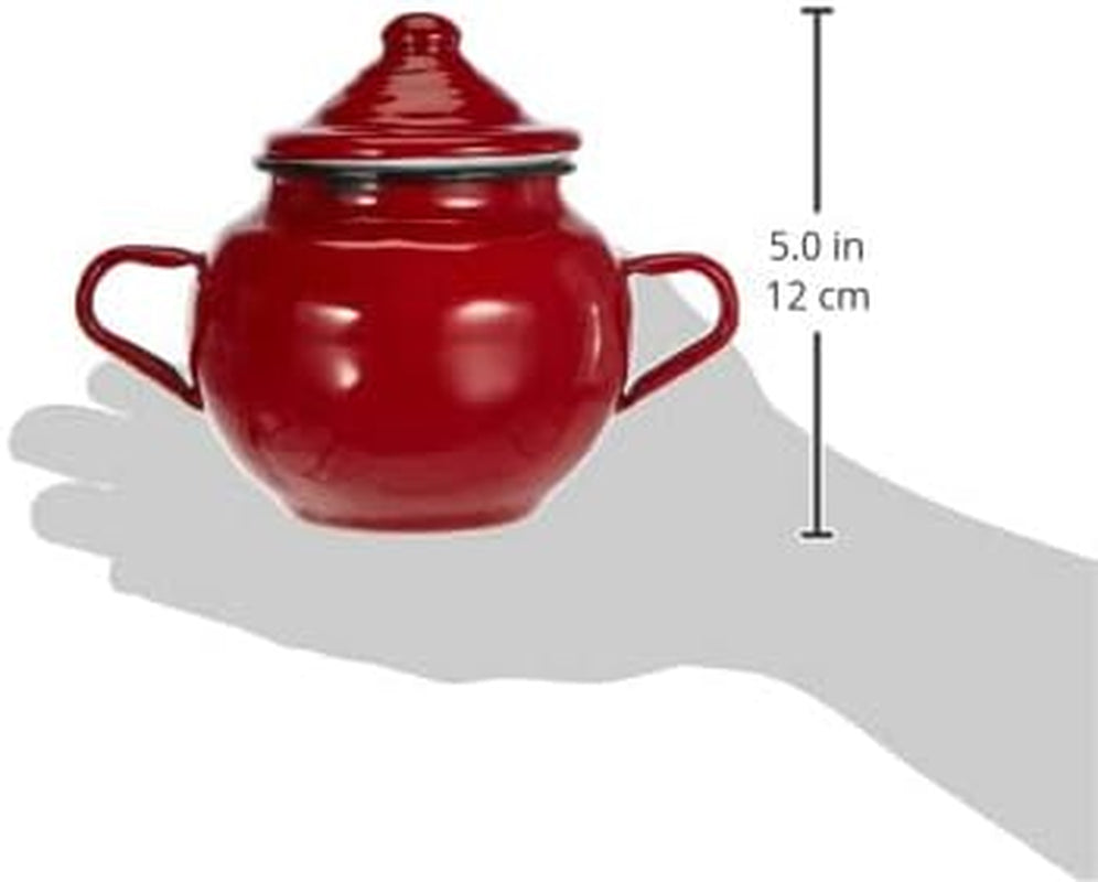Słoik Roja z pokrywką, 0,5 l, stal emaliowana na czerwono, 10 x 10 x 20 cm, 2 sztuki