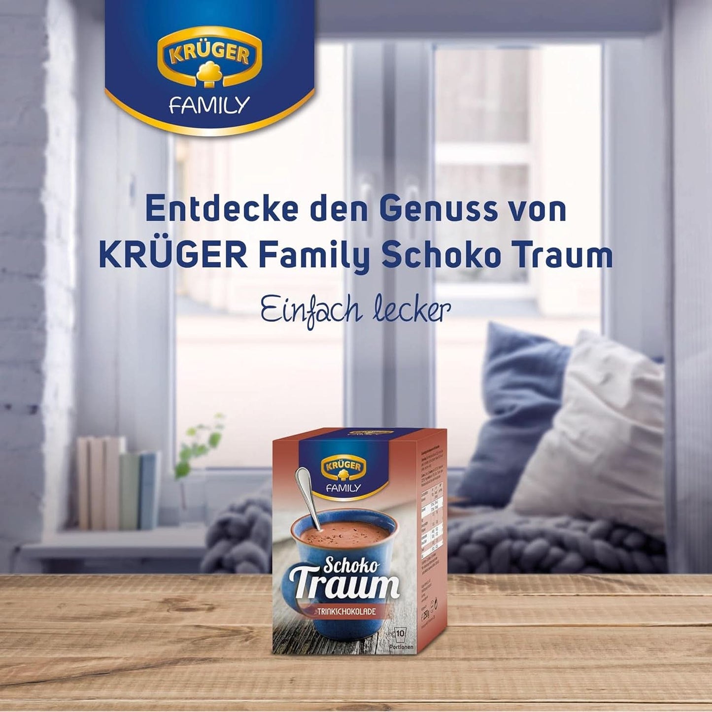 KRÜGER Family, Kakao w proszku do gorącej czekolady, 8 pudełek x 10 saszetek, 8 x 250 gramów Kakao i gorąca czekolada Naty Shop