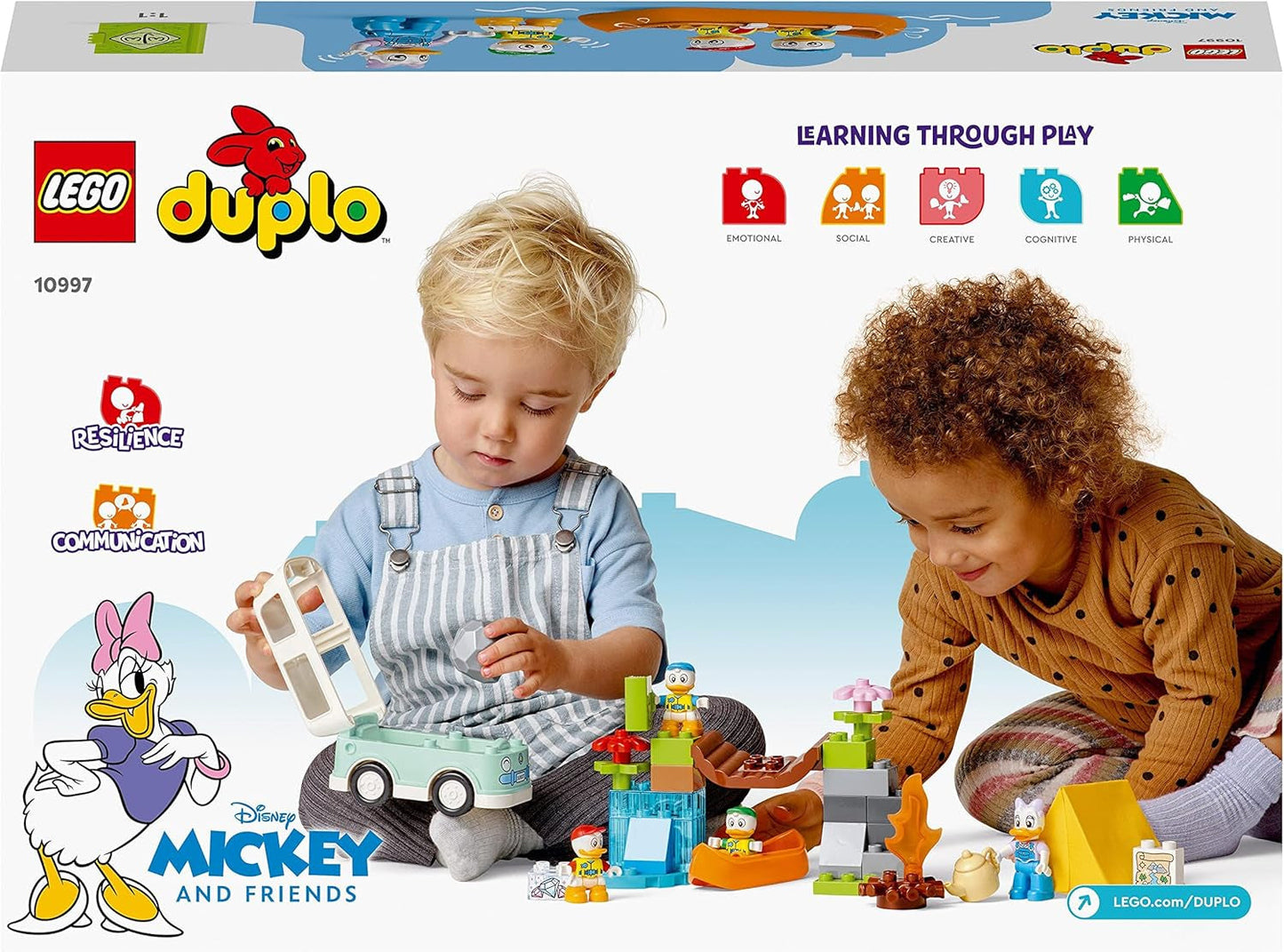 LEGO 10997 DUPLO Disney Mickey i przyjaciele na kempingu — zestaw przygód z kamperem, kajakiem i figurką kaczki Daisy, zabawka do budowania na prezent dla małych dzieci w wieku od 2 lat, zestawy konstrukcyjne dla dziewcząt i chłopców Besuche den LEGO-Store