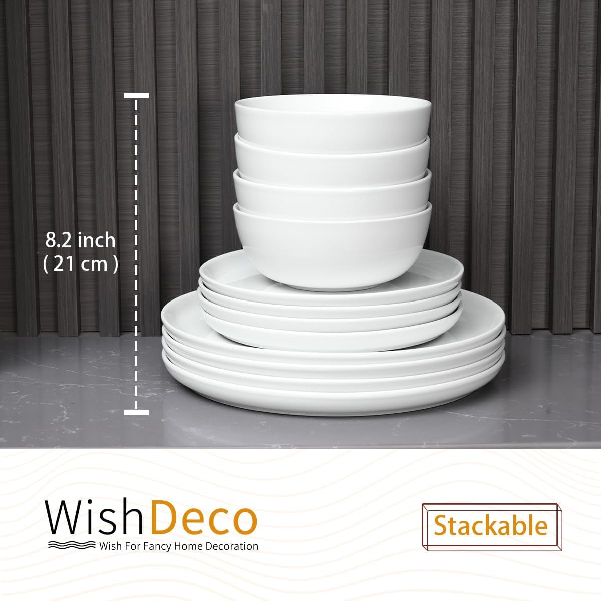 12-częściowy zestaw obiadowy, porcelanowy zestaw obiadowy dla 4 osób, biały zestaw obiadowy z talerzami, talerzami deserowymi i miseczkami na płatki zbożowe