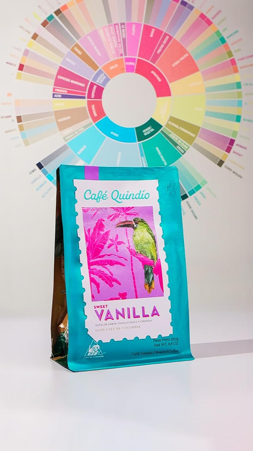 Cafe Quindio Specialty Coffee - 100% ziaren kawy Arabica, Kolumbia - z naturalnymi nutami słodkiej wanilii (250g) - idealna do kawy przelewowej, ekspresów kolbowych lub French Press