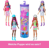 Lalka Barbie Color Reveal z akcesoriami i 6 niespodziankami, seria Disco Star z metalicznym brokatem i bluzką zmieniającą kolor (style mogą się różnić), lalki JCP01 Naty Shop