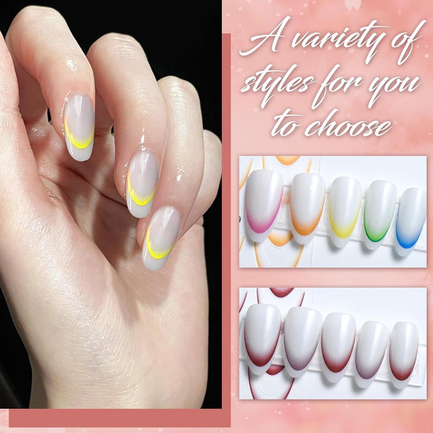 12 Stück French Tip Nagelsticker Selbstklebend Bunte French Nails Schablone Nagelaufkleber Naklejki do paznokci Nageldesign DIY Nägel Zubehör(12 Farben)