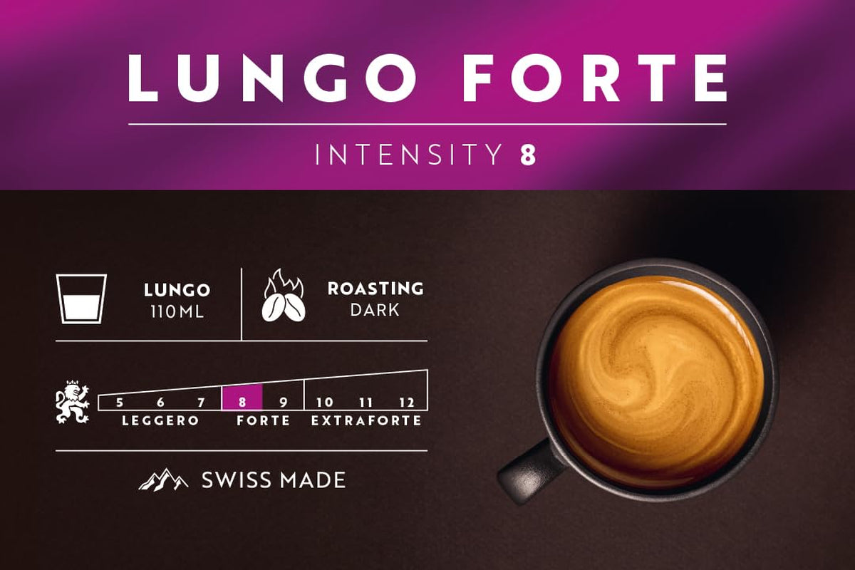 Café Royal Lungo Forte – kapsułki z kawą kompatybilną z Nespresso®, 100% Arabica, würzig, dunkle Röstung, Intensität 8/12, Rainforest Alliance, 36 kapsułek