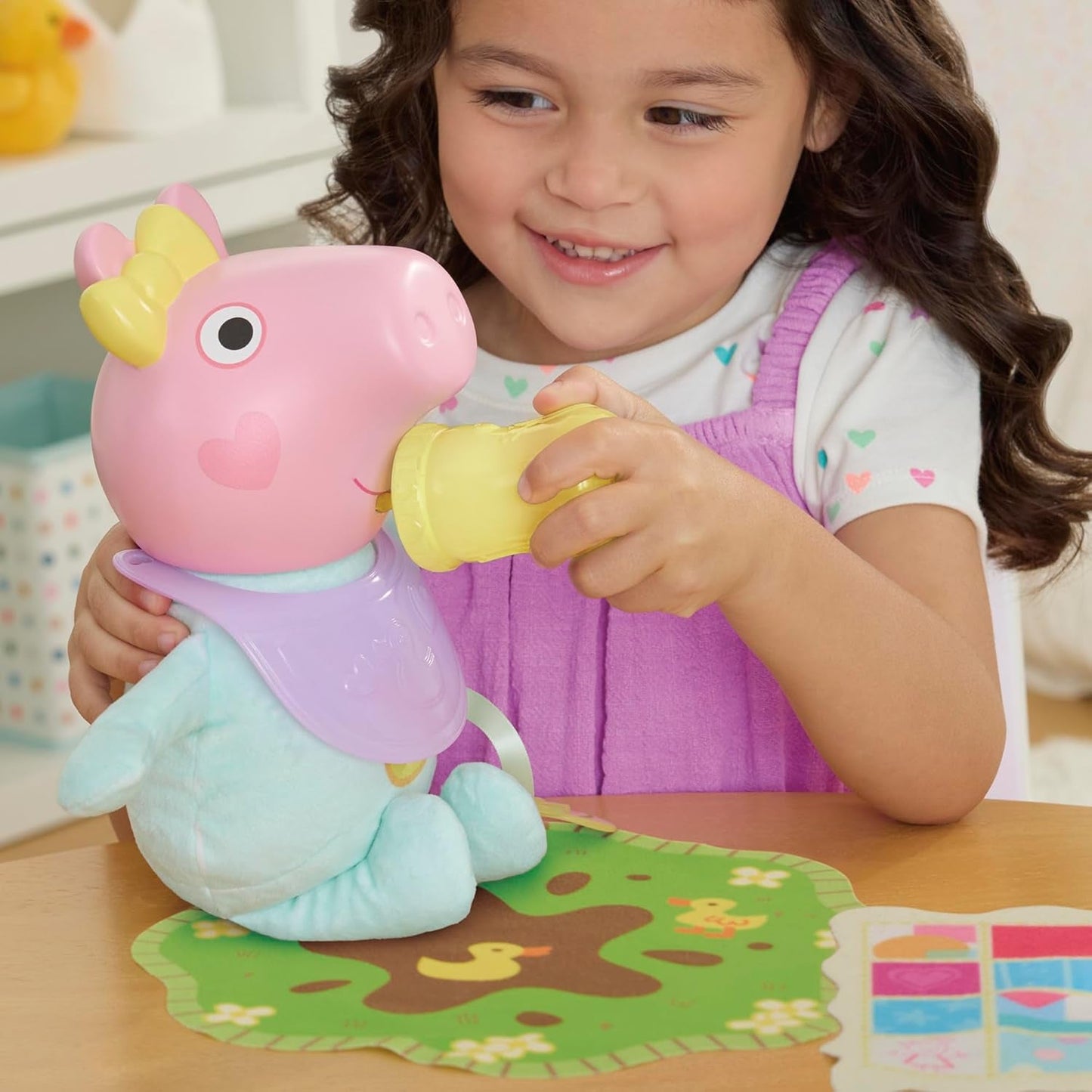 Interaktywna lalka Peppa Pig 28 cm Evie z 20 dźwiękami i wieloma funkcjami, zestaw zabawek dla dzieci od 3 lat