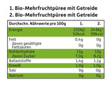 FRECHE FREUNDE Organic Mix w opakowaniu zbiorczym do wyciskania - Owoce + Płatki, Przecier owocowy ze zbożami w wyciskanej torbie dla dzieci od 6 miesiąca, wegańskie, opakowanie 3 szt., 3 x (4 x 100g)