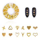 4 pudełka Nagel Art Strass, 3D Nagel Art Dekoracje, Mix Größe Nagel Perlen Glitter Strass Gold Metall Hohlniet Nagelkunst Stern Mond Sonne Nagel Zubehör Für DIY Nageldesign