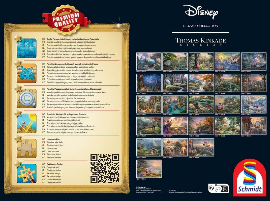 Schmidt Spiele 58030 Thomas Kinkade, Disney, Vaiana, Moana, puzzle 1000 elementów, normalne, czarne, białe Puzzle Naty Shop