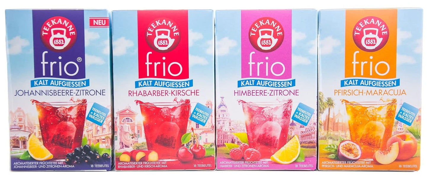 Teekanne Frio 4 sztuki, Rabarbar-Wiśnia, Porzeczka-Cytryna, Malina-Cytryna, Brzoskwinia-Marakuja (4 x 45g)